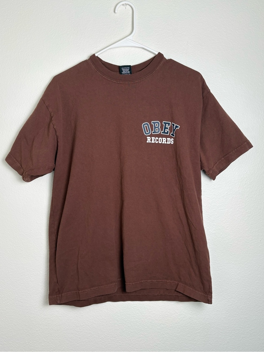 Obey Brown Logo Short Sleeve Tee Size Small